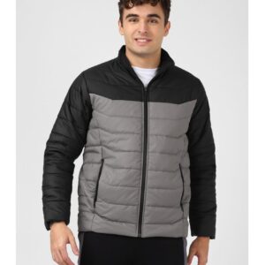 UrbanMark Men Regular Fit Men Black & Grey Quilted Jacket