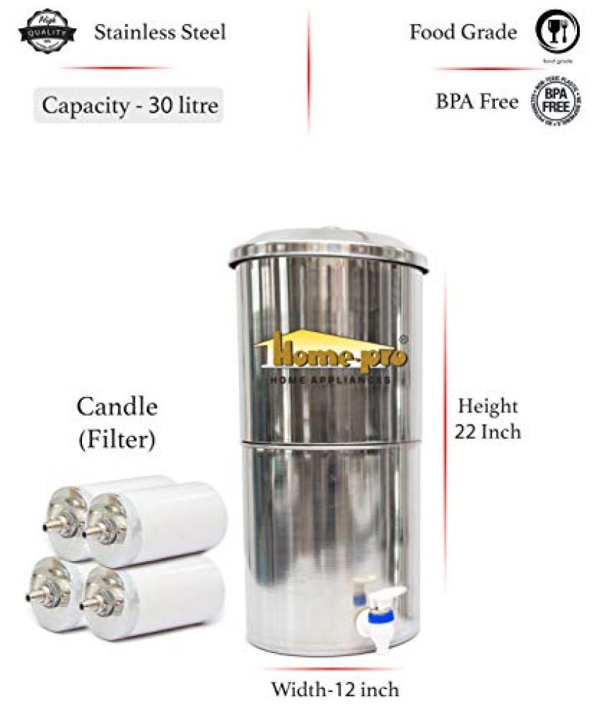 HomePro - Stainless Steel None Electric Water Filter
