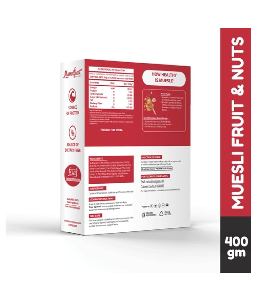 Mamafeast Corn + Muesli Fruit&Nut Flakes 900 gm Pack of 2