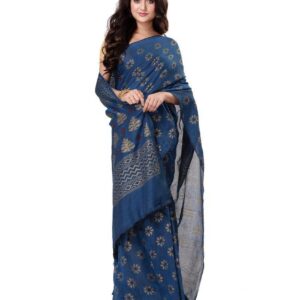 Desh Bidesh Blue Bengal Handloom Saree - Single