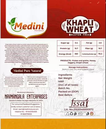 MEDINI Khapli_Wheat_02 (10KG) | Diabetics Friendly Whole Wheat Whole Wheat (10 kg, Pack of 2)