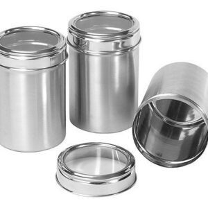 Dynore 3Pc Steel Kitchen Storage Canisters/Jars Set with See Through Lid