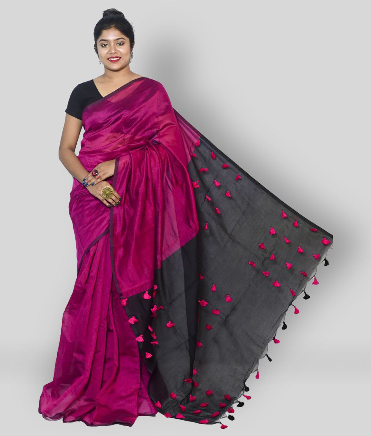 Handloom - Multicolor Cotton Blend Saree