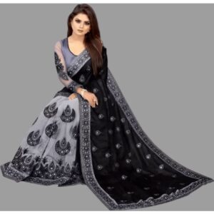 Aika - Black Art Silk Saree With Blouse Piece