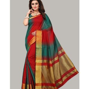 Bhuwal Fashion Green Cotton Silk Saree - Single