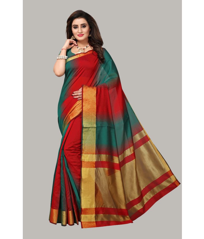 Bhuwal Fashion Green Cotton Silk Saree - Single
