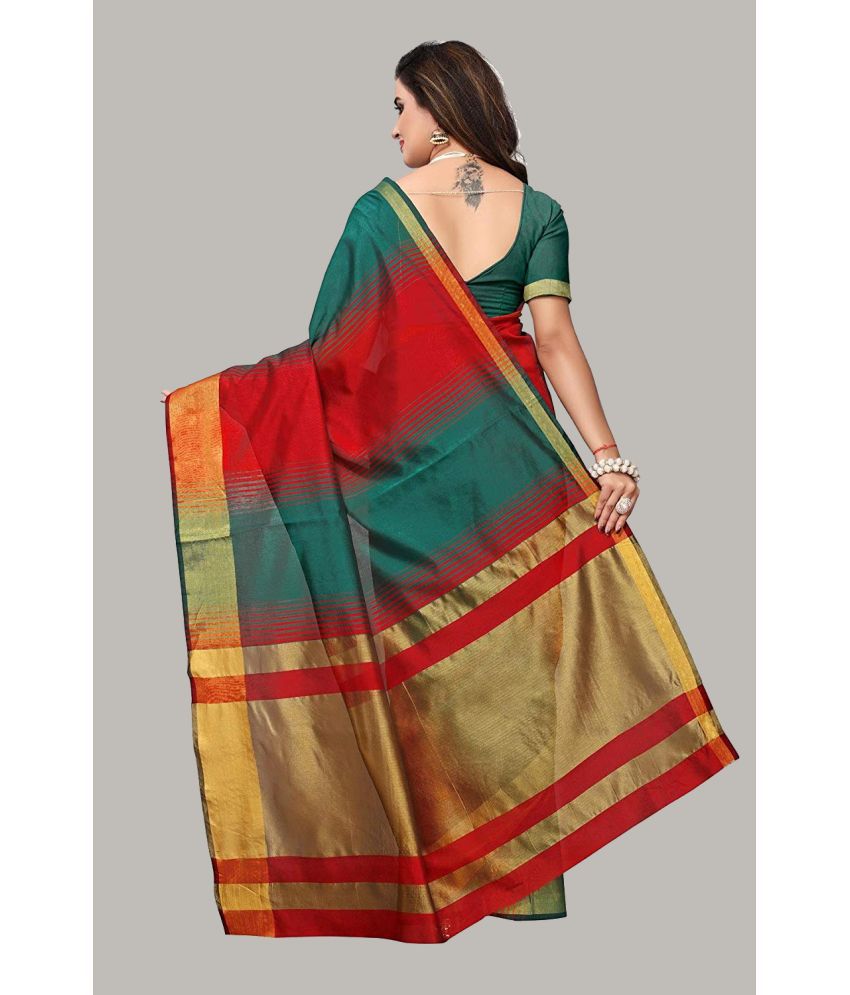 Bhuwal Fashion Green Cotton Silk Saree - Single