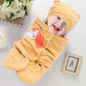 Brandonn Beige Flannel Baby Blanket ( 68 cm × 35 cm- 1 pcs)