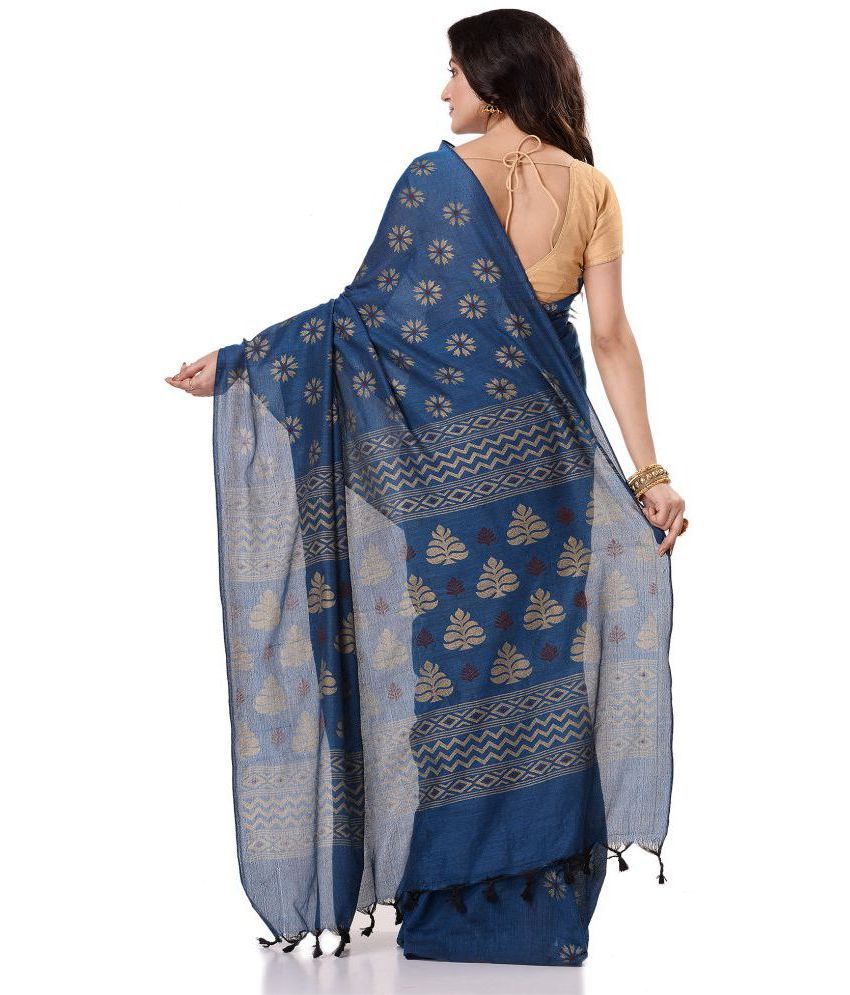 Desh Bidesh Blue Bengal Handloom Saree - Single