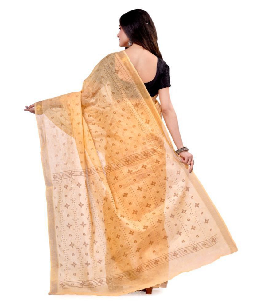 Desh Bidesh Yellow Bengal Handloom Saree - Single