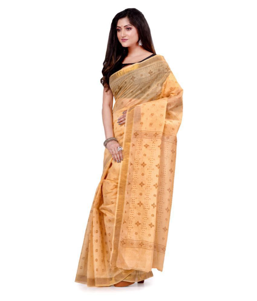 Desh Bidesh Yellow Bengal Handloom Saree - Single