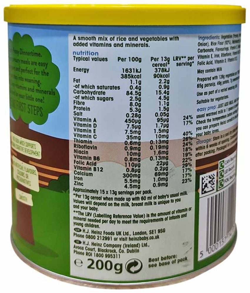 Heinz Baby Rice with Garden Veg Infant Cereal