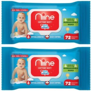 Niine Cottony Soft Biodegradable Baby Wipes with LID