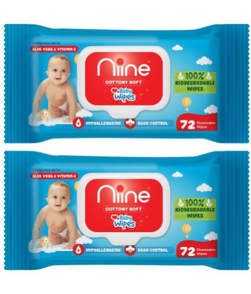 Niine Cottony Soft Biodegradable Baby Wipes with LID