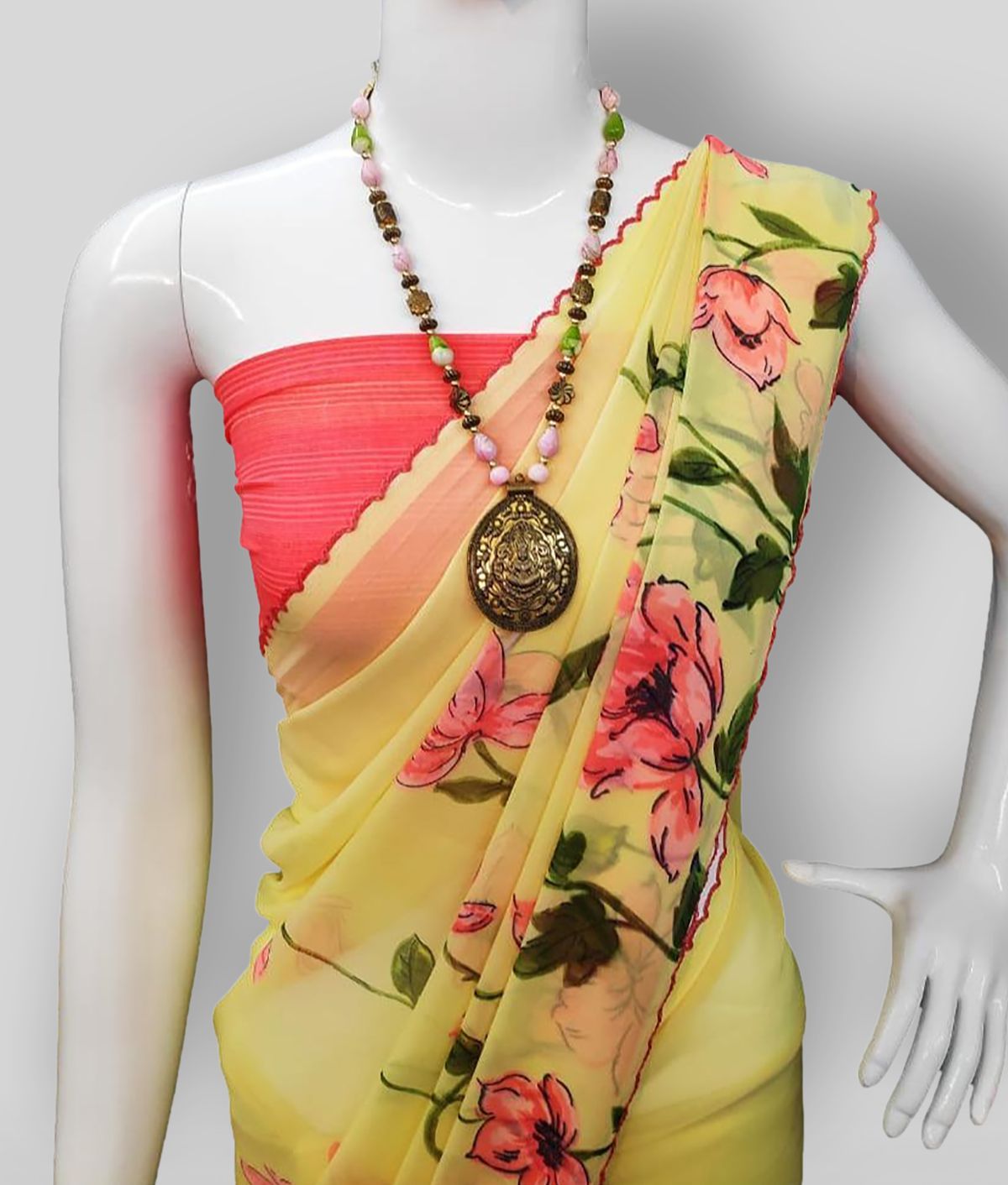 Sitanjali - Yellow Georgette Saree