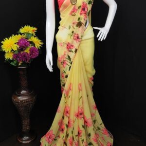 Sitanjali - Yellow Georgette Saree