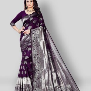 Sitanjalli - Purple Banarasi Silk Saree With Blouse Piece