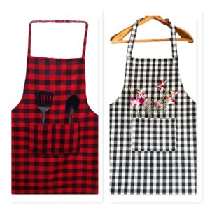 Sweekar Set of 2 Black Checks Cotton Apron