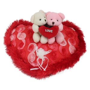 Tickles Loving Couple Teddy Sitting on Beautiful Heart Soft Stuffed
