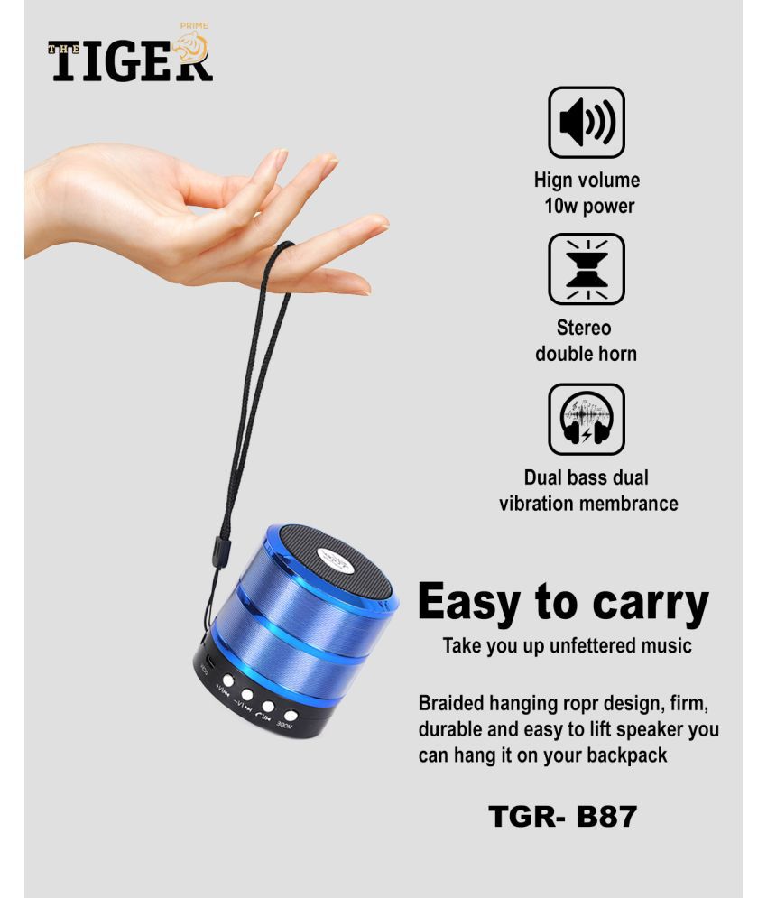 Tiger B87 Blue 10 W Bluetooth Speaker Playback Time 6 hrs