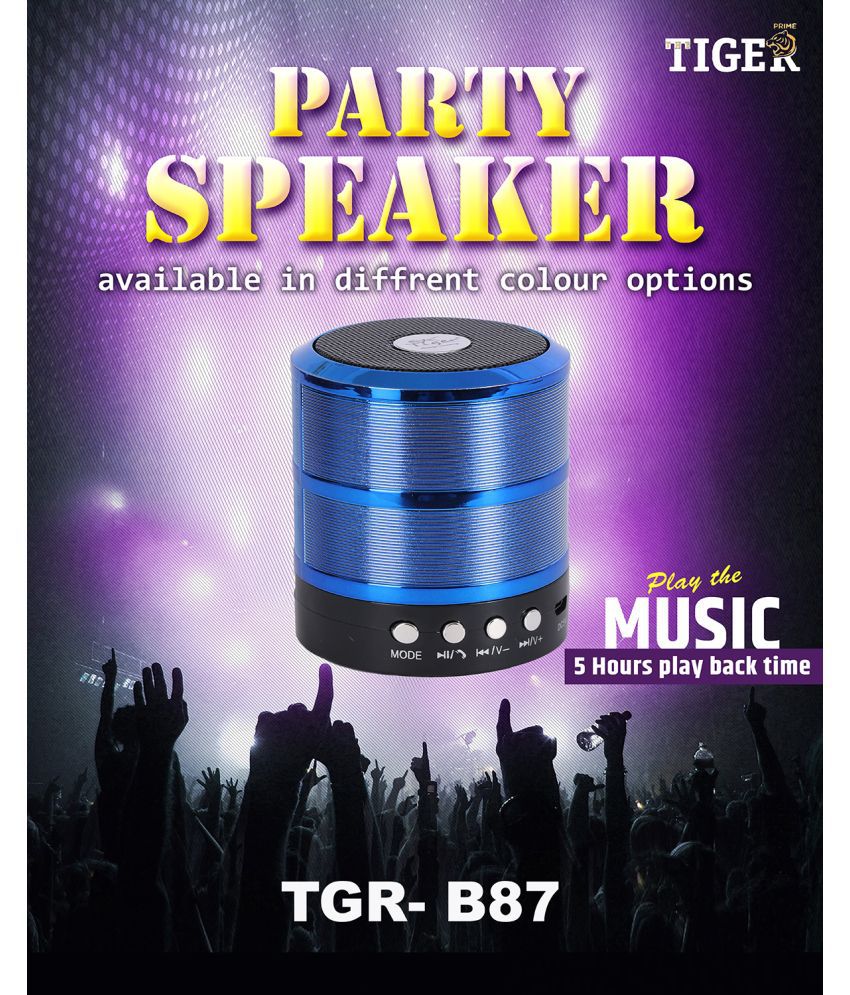 Tiger B87 Blue 10 W Bluetooth Speaker Playback Time 6 hrs