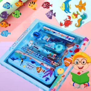 YESKART- 8 PC Sea Animal Theme Stationery Kit for Kids