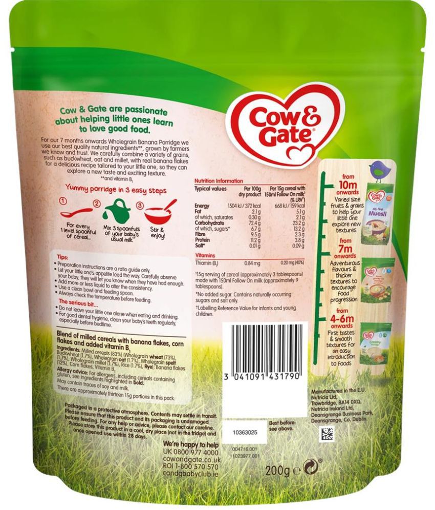 cow and gate WG Porridge with Buckwheat, Banana Infant Cereal