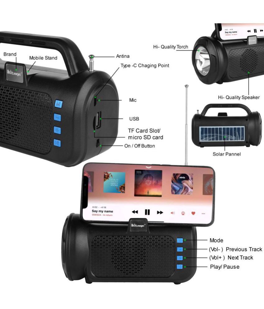 hitage Legend Portable 5 W Bluetooth Speaker Playback Time 5 hrs